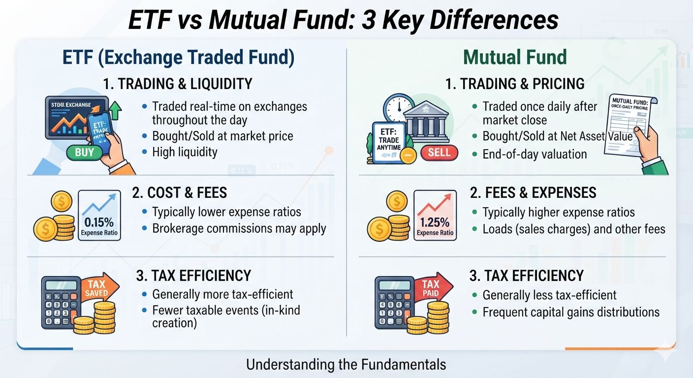 ETF vs Mutual Fund: 3 Key Differences