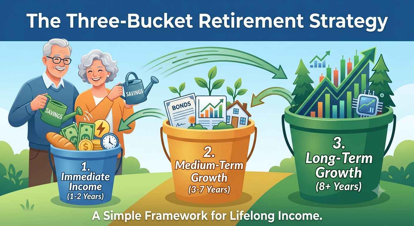 The Three-Bucket Retirement Strategy: Balancing Safety, Regular Income, and Long-Term Growth