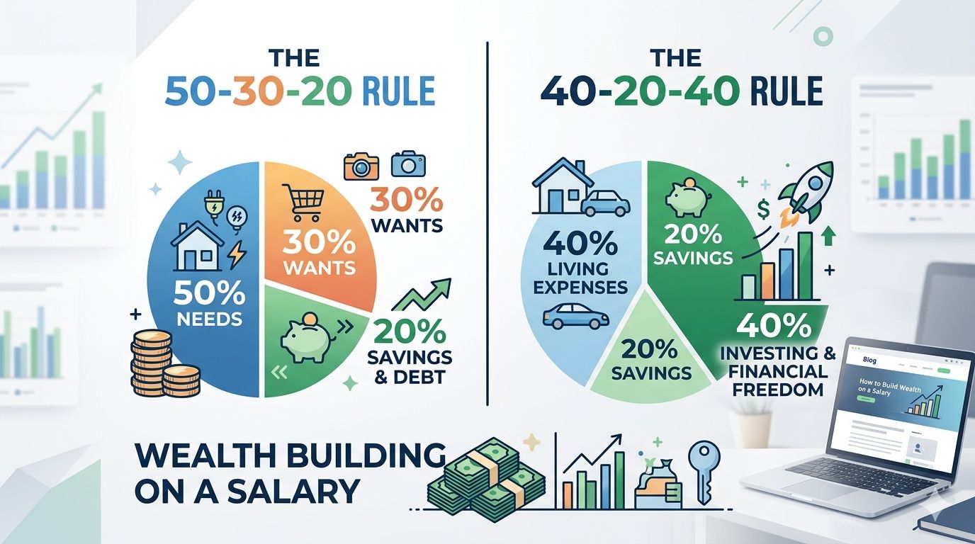 How to Build Wealth on a Salary: The 50-30-20 & 40-20-40 Rules
