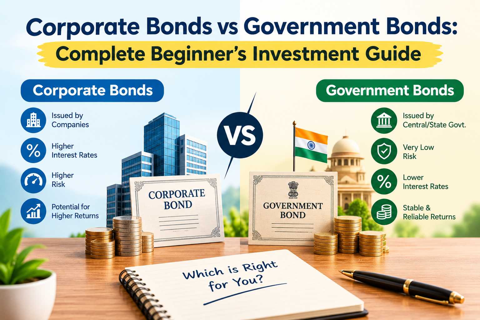 Corporate Bonds vs Government Bonds: Complete Beginner's Investment Guide